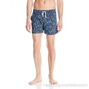 Danward Men's Multi Stripe Print Elastic Waist Capri Swim Trunk Navy B06XJDV2MH